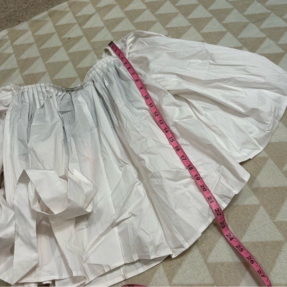 Tanya Taylor white off shoulder belted flare sleeve blouse - Picture 3 of 5